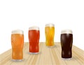 Festival of beer. Different types of beer in glasses. Grilled sausages, hot dog. illustration