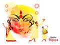 Festival celebration banner or poster design with Creative Hindu Goddess Durga Face.