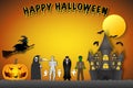 The festival characters in the dark night Halloween and full moon background as happy festival day and party concept. vector