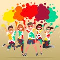 Festival of colors. Holi Celebration. Cheerful group of people t Royalty Free Stock Photo