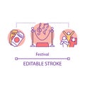 Festival concept icon. Music event idea thin line illustration. Theater performance. Cultural celebration. Event agency