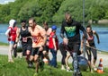 Festival of fitness about Reebok in Moscow park. Runners close up at Festival. Sport lifestyle.