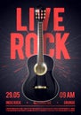 Vector Illustration Beautiful Live Classic Rock Music Poster template. For Concert Promotion in Clubs, Bars, Pubs and Public Place Royalty Free Stock Photo