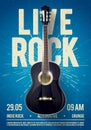 Vector Illustration Beautiful Live Classic Rock Music Poster template. For Concert Promotion in Clubs, Bars, Pubs and Public Place Royalty Free Stock Photo