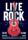 Vector Illustration Beautiful Live Classic Rock Music Poster template. For Concert Promotion in Clubs, Bars, Pubs and Public Place