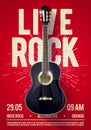 Vector Illustration Beautiful Live Classic Rock Music Poster template. For Concert Promotion in Clubs, Bars, Pubs and Public Place Royalty Free Stock Photo