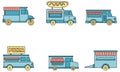 Festival food truck icon set vector color Royalty Free Stock Photo
