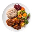 Festival Jamaican Cuisine. On A White Plate Royalty Free Stock Photo