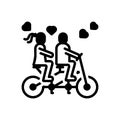 Black solid icon for Two happy couple, fun and valentine