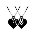 Black solid icon for Love pendant, romantic and valentine