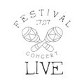 Festival Live Music Concert Black And White Poster With Calligraphic Text And Crossed Maracas