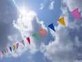 Festival outdoor colourful flag decoration with blue sky background Royalty Free Stock Photo