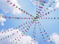 Festival outdoor colourful flags decoration with blue sky background Royalty Free Stock Photo