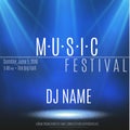 Festival Poster with Spotlight. Concert, Party, Theater, Dance Show Design. Empty Scene with Stage Curtain. Poster Template with L