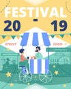 Festival of Street Food Flat Vector Ad Leaflet Royalty Free Stock Photo