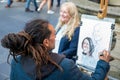 Edinburgh Festival Fringe 6Ã¢â¬â30 August 2021.An artist drawing on the street.