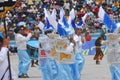 Dancers in typical costumes of devils, angels, Chinese and brunettes celebrate the festival of the Virgen de la Candelari