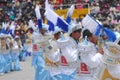 Dancers in typical costumes of devils, angels, Chinese and brunettes celebrate the festival of the Virgen de la Candelaria.