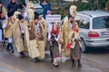 the festival of winter customs and traditions from Comanesti, Bear Dance, Bacau, Romania Royalty Free Stock Photo