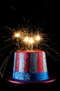 A festive 4th of July hat with sparklers