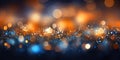 Festive abstract bokeh background, shiny sparkles with bright glowing lights in dark Royalty Free Stock Photo