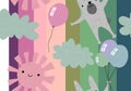 Festive animals seamless rabbit bunnies and sun and clouds and balloons pattern for wrapping paper and kids