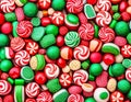 Festive Array of Round Candies With Swirl Patterns, Generative AI Royalty Free Stock Photo