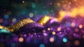 Vibrant celebration of colors and textures during Mardi Gras festivities with dazzling bokeh lights