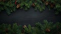 a festive atmosphere with an overhead view of beautifully arranged spruce and thuja branches