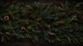 a festive atmosphere with an overhead view of beautifully arranged spruce and thuja branches