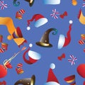 Festive attributes. Christmas. Seamless pattern