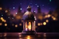 Festive background adorned with an ornate Arabic lantern for Ramadan