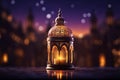 Festive background adorned with an ornate Arabic lantern for Ramadan