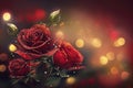 Festive background bokeh red roses. Generative AI Royalty Free Stock Photo