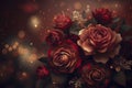 Festive background bokeh red roses. Generative AI Royalty Free Stock Photo