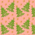 festive background with Christmas tree of Celtic weave pattern