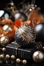 Festive background of elegant Christmas balls. Premium Christmas decorations. AI generating Royalty Free Stock Photo