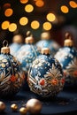 Festive background of elegant Christmas balls. Premium Christmas decorations. AI generating Royalty Free Stock Photo