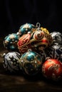 Festive background of elegant Christmas balls. Premium Christmas decorations. AI generating Royalty Free Stock Photo