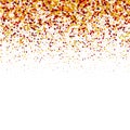 Festive background with falling glitter confetti, golden dust. Sparkling glitter border, vector frame. Great for wedding Royalty Free Stock Photo