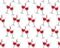 Festive background for family celebration, romantic evening, wedding. Two glasses with red wine in shape of hearts in love