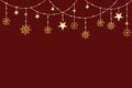 Festive background with a garland with stars and snowflakes. New year vector illustration. Christmas design