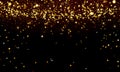 Festive background, gold lights on black, glitter, confetti, yellow, Christmas, party, tinsel