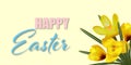 Festive background with happy easter floral bright, bouquet of spring vector crocuses