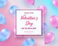Festive background with helium balloons. Celebrate Valentine s Day, Birthday, Poster, Anniversary Banner, Sale Royalty Free Stock Photo