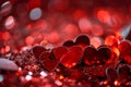 Festive background with infinite number of red hearts. St Valentine's Day, love and passion concept. Shallow depth Royalty Free Stock Photo