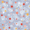 Festive background with multi color stars. Holiday seamless pattern. Party festive background. Pattern for holiday wrapping paper Royalty Free Stock Photo