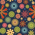 Festive background. Night. Square Seamless pattern. Bright flashes of fireworks in a symbolic style. Petard and squib Royalty Free Stock Photo