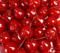 Festive background of red cocktail maraschino cherries Royalty Free Stock Photo