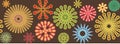 Festive background. Seamless picture. Bright flashes of fireworks in a symbolic style. Horizontal. Petard and squib